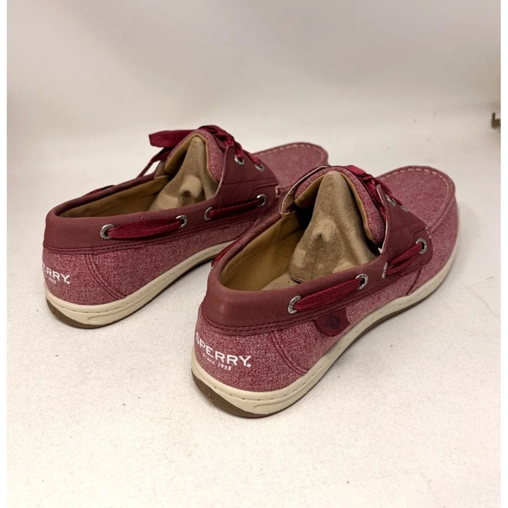 Sperry Koifish Sparkle Canvas Burgundy Women's Boat Shoes Size 9.5 STS84343 Box